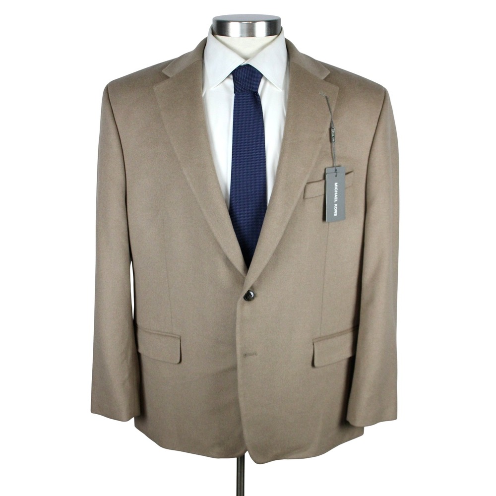 Michael Kors Kipp Sport Coat Mens 46 R Tan Wool Silk Cashmere Classic Blazer